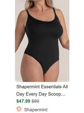 2XL Shapermint Black Essentials All Day Every Day Scoop Neck Bodysuit NWT